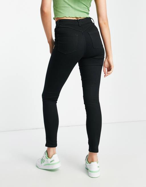 New Look coated lift & shape jeggings in black