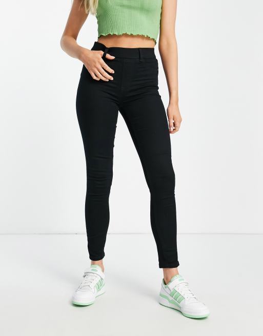 New Look coated lift & shape jeggings in black