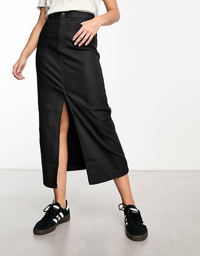 New Look - coated midaxi skirt in black
