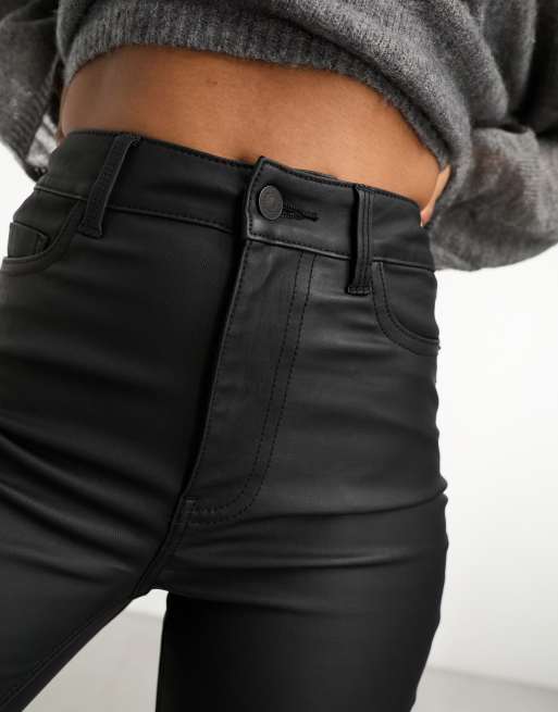 New Look coated jeggings in black