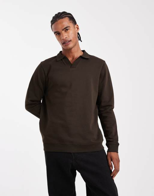 New Look collard sweatshirt in brown