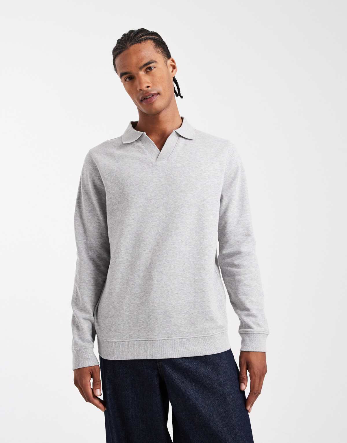 New Look collard sweatshirt in grey marl