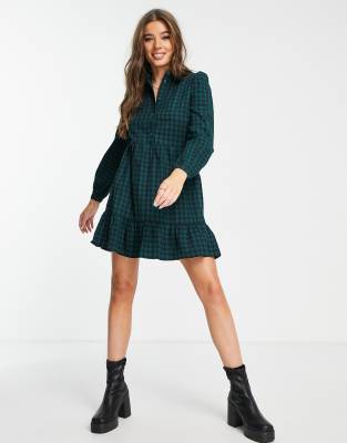 new look green button dress