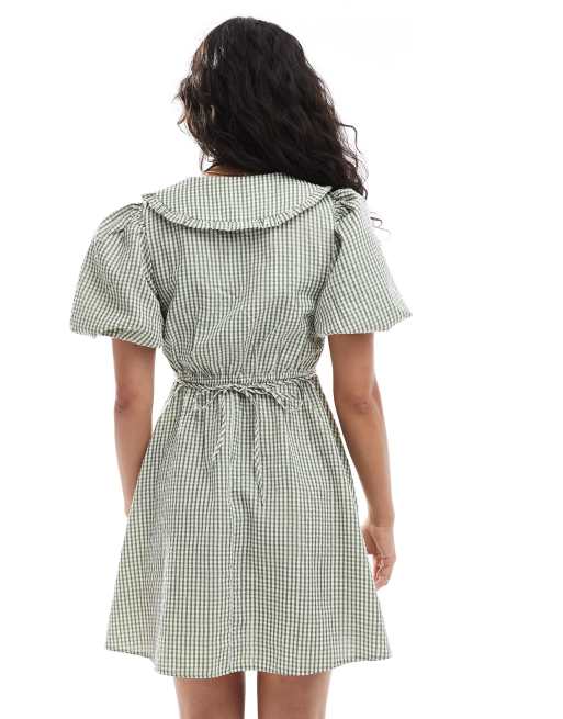New Look collared mini dress in khaki, 4 of 4