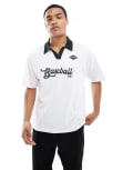 [New Look] New Look collared retro sports t-shirt in white S 10 - White