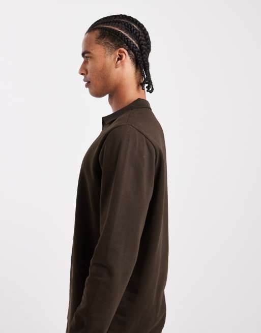 New Look collared sweatshirt in brown, 4 of 5