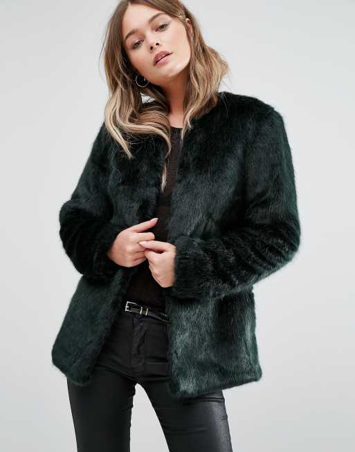 Green fur coat hot sale new look