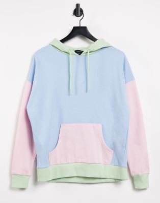 New Look color block hoodie in multi pastel ASOS