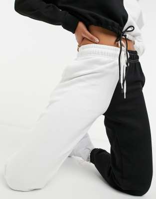black and white colorblock sweatpants