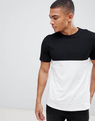 Try This Colorblock Men Round Neck White, Black T-Shirt