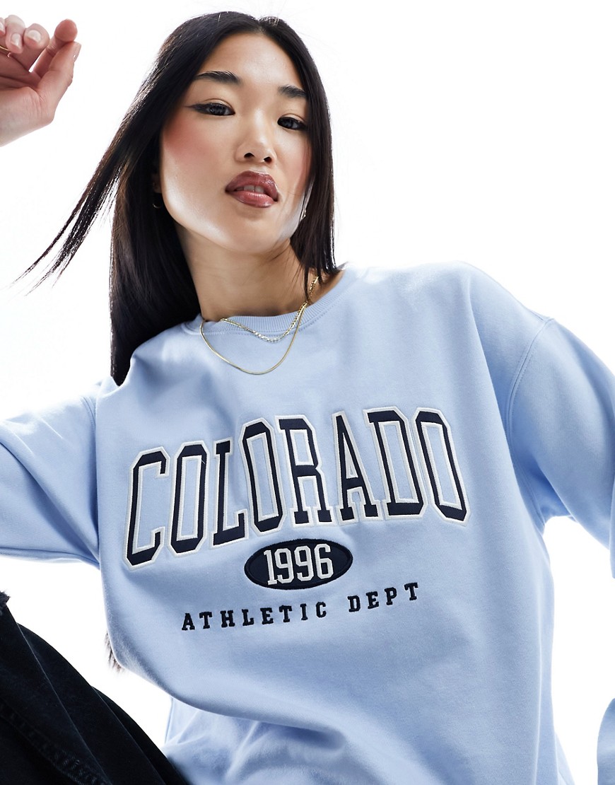 New Look Colorado logo sweatshirt in light blue