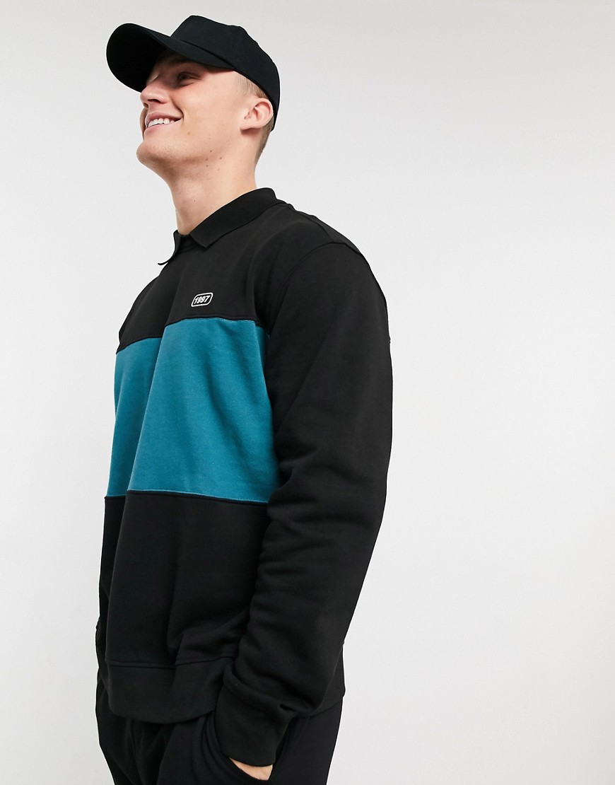New Look colorblock sweatshirt with collar in black