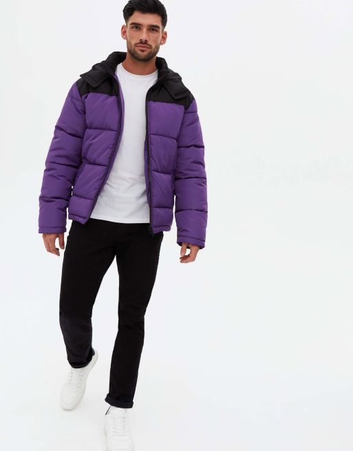 Mens purple puffer on sale jacket