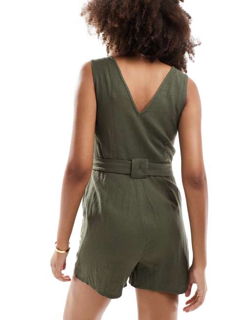 New Look Combishort boutonne Kaki