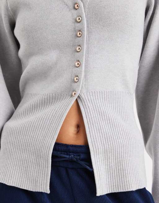 New Look compact cardigan in light grey, 3 of 4