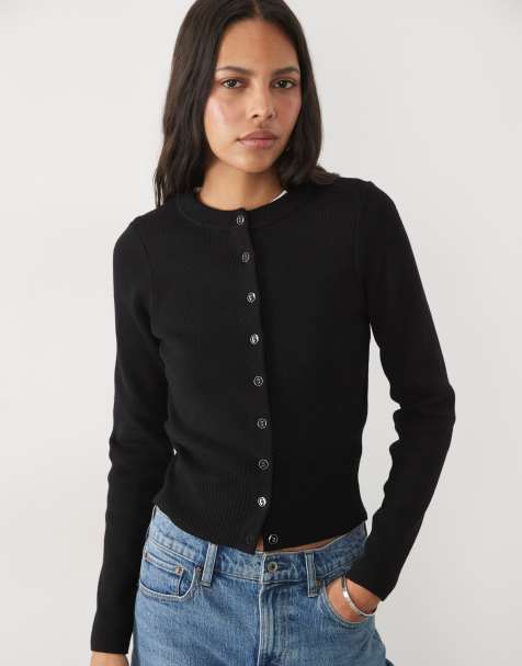 New Look compact knit cardigan in black - view 1