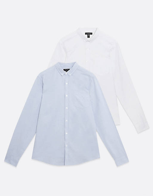 LBLUE Asos Uomo Abbigliamento Camicie Camicie eleganti Camicia Oxford elegante a maniche lunghe in cotone azzurra 