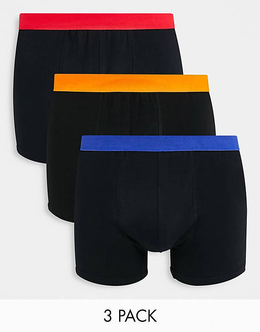 Confezione da 3 boxer aderenti con fascia in vita a contrasto Asos Uomo Abbigliamento Intimo Boxer shorts Boxer shorts aderenti 