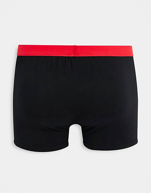 Asos Uomo Abbigliamento Intimo Boxer shorts Boxer shorts aderenti Confezione da 3 boxer aderenti neri con fascia in vita colorata 