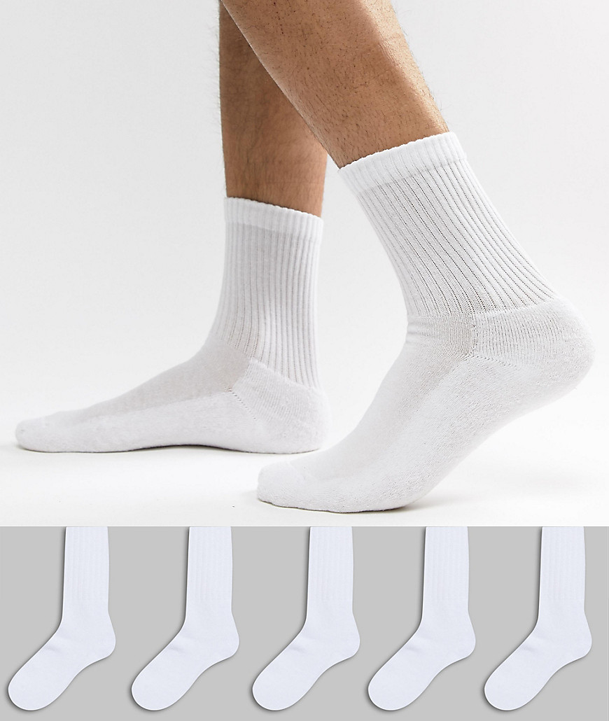 New Look - Confezione da 5 calzini bianchi-Bianco