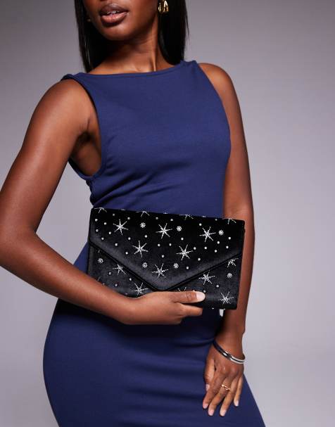 New Look constellation embellished clutch bag in black - view 1