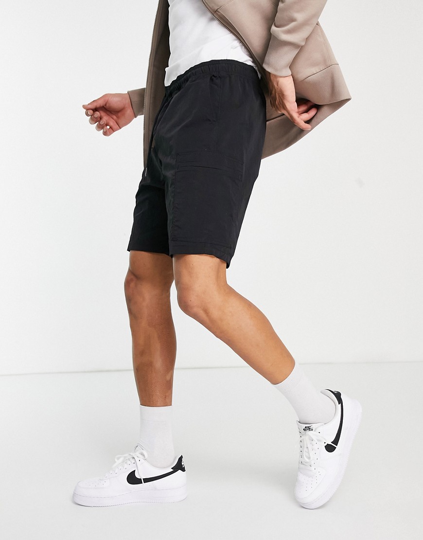 New Look coordinating nylon cargo shorts in black