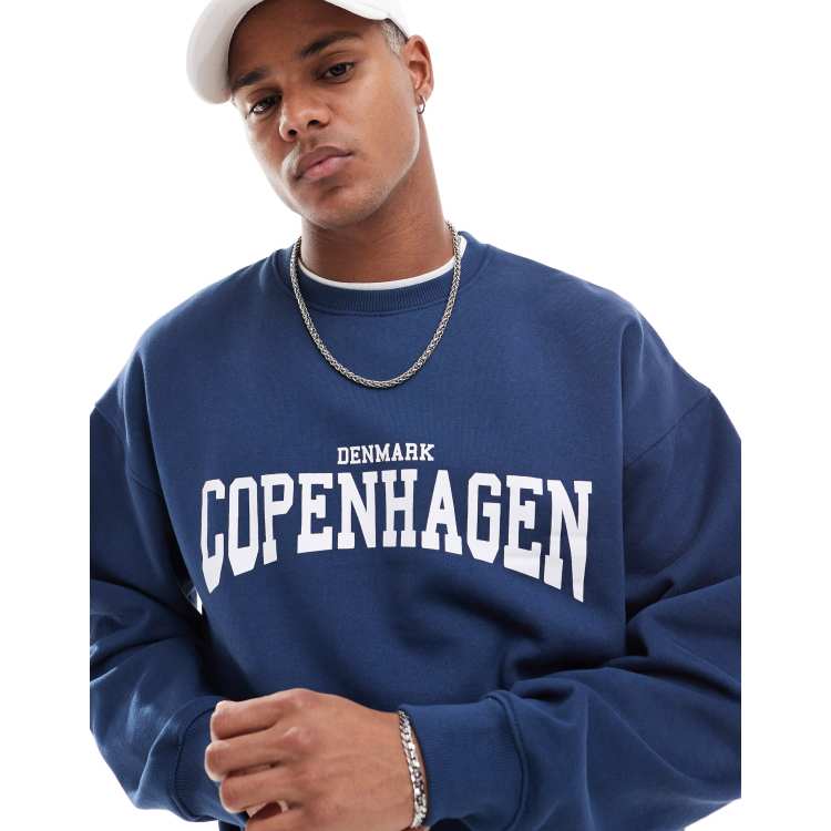 Navy slogan sweatshirt sale