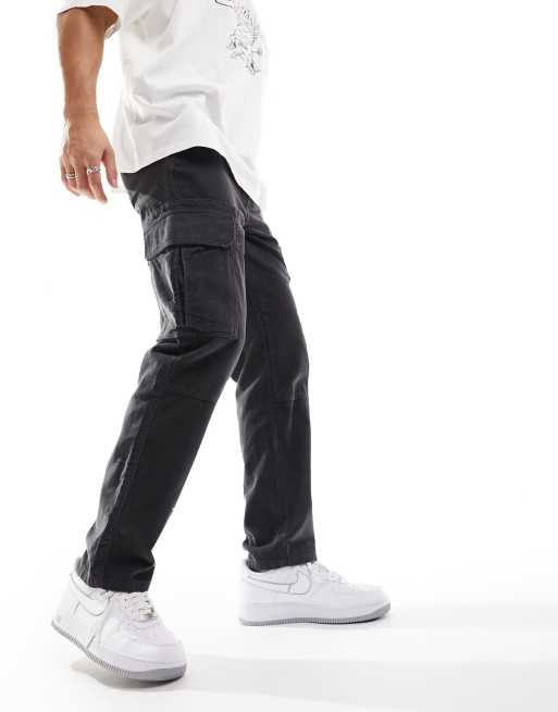 New Look cord cargo pants in dark grey