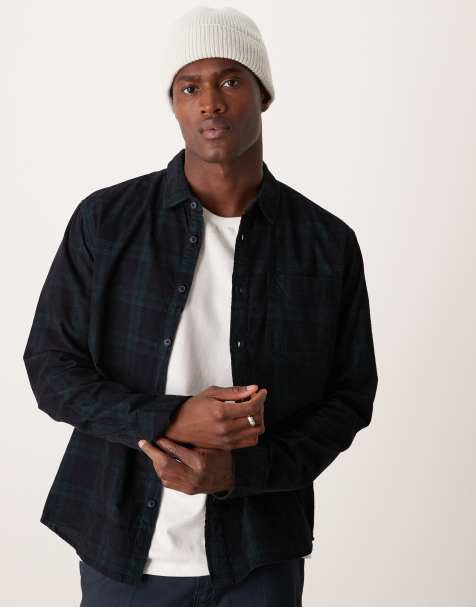 New Look cord check shirt in green and navy - view 1
