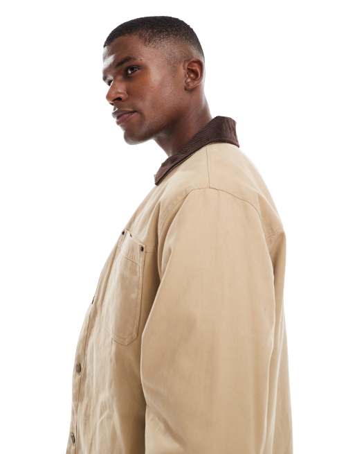 New Look cord collar worker jacket in beige , 4 of 5