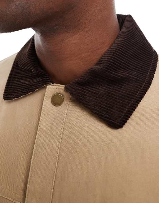 New Look cord collar worker jacket in beige , 5 of 5