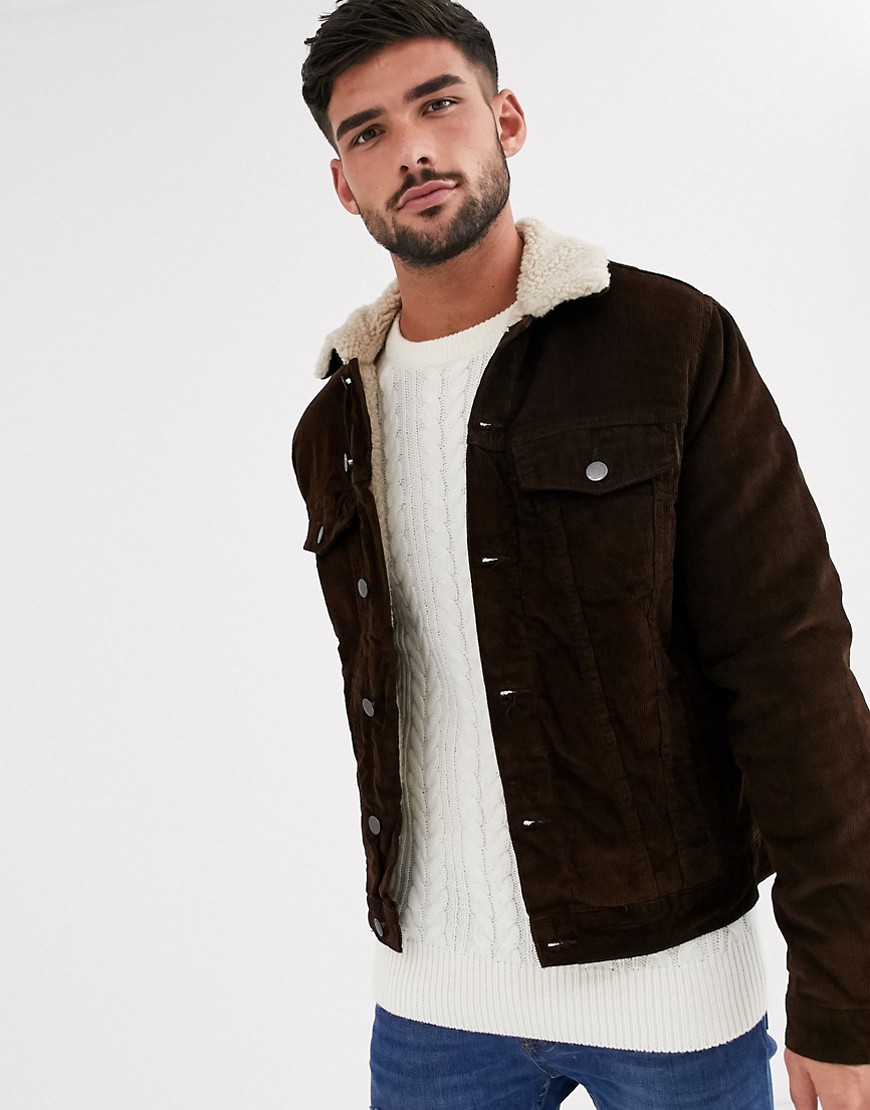 New Look Cord Fleece Lined Western Jacket In Brown | ModeSens