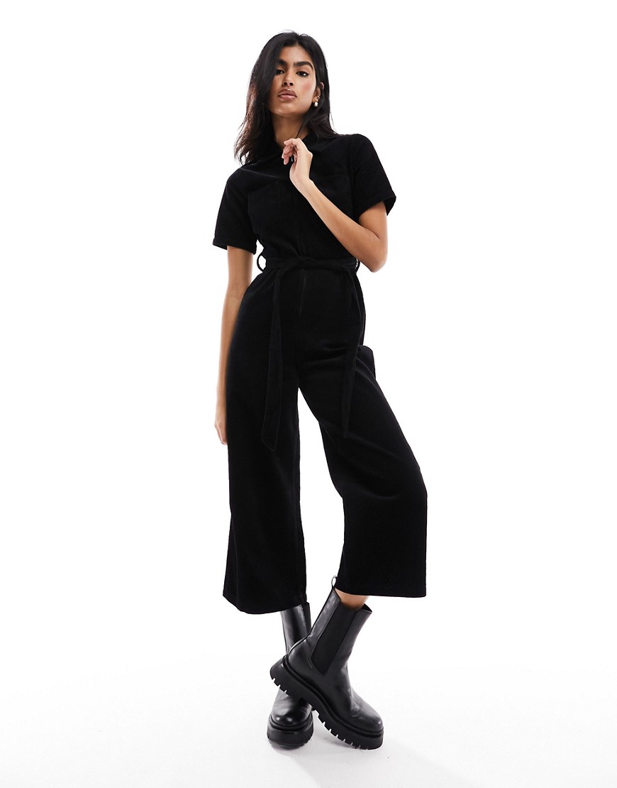 New Look cord jumpsuit in black