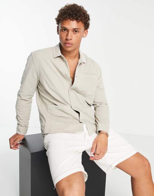 New Look cord overshirt in off white | ASOS