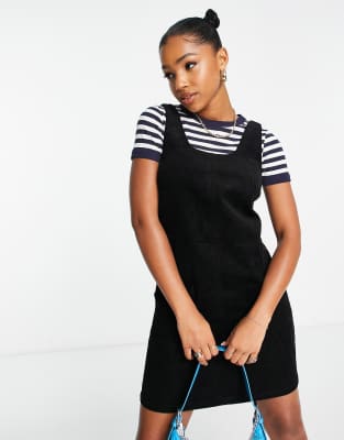 new look black pinafore dress