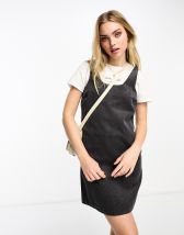 ASOS DESIGN button through cord mini dress in mocha | ASOS