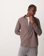 ASOS DESIGN cotton overshirt in light gray