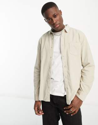 New Look Cord Shirt In Stone-white