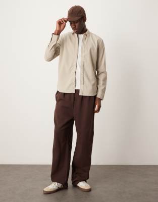 New Look New Look cord shirt in stone-Neutral