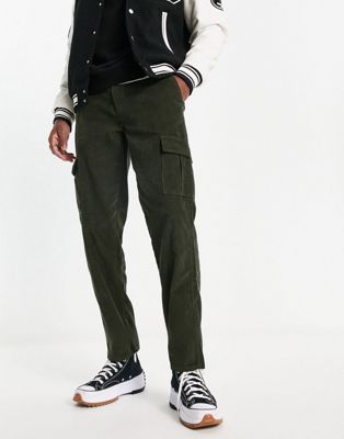New Look cord straight fit cargos in khaki