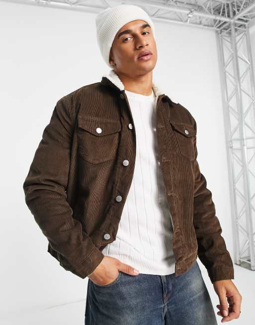 New Look cord trucker jacket in brown ASOS