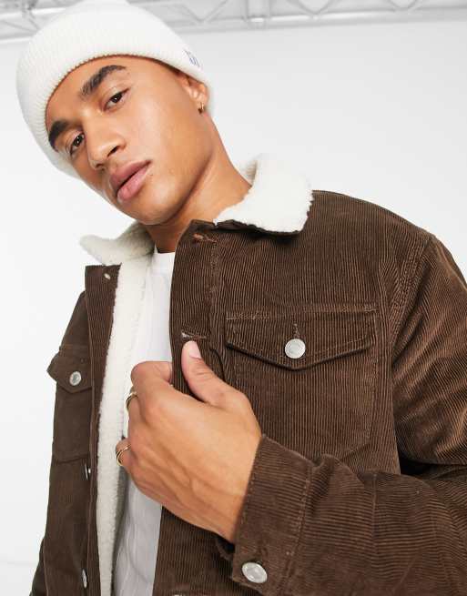 New Look cord trucker jacket in brown ASOS