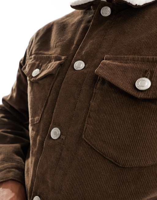 New Look cord trucker jacket in dark brown, 4 of 4