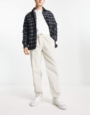 New Look - Corduroy broek met trekkoord in stone
