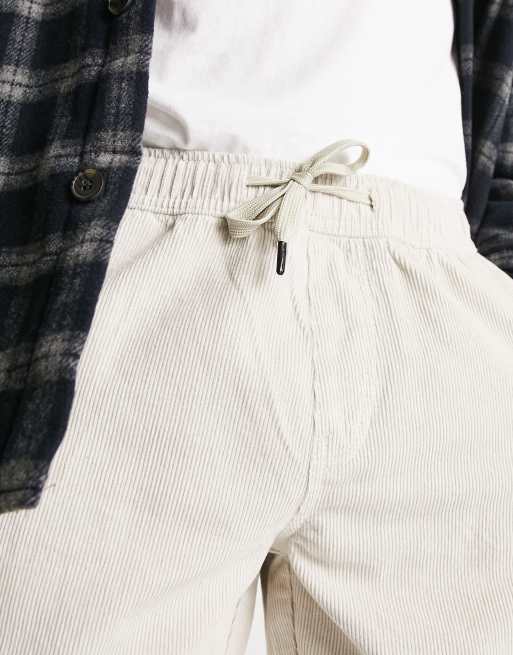 New Look - Corduroy broek met trekkoord in stone, 4 van 4