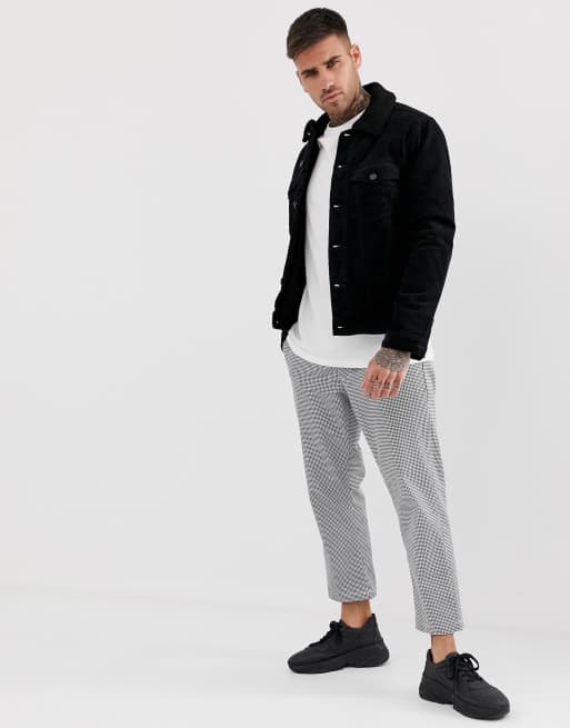 New look corduroy jacket with borg 2024 lining in black