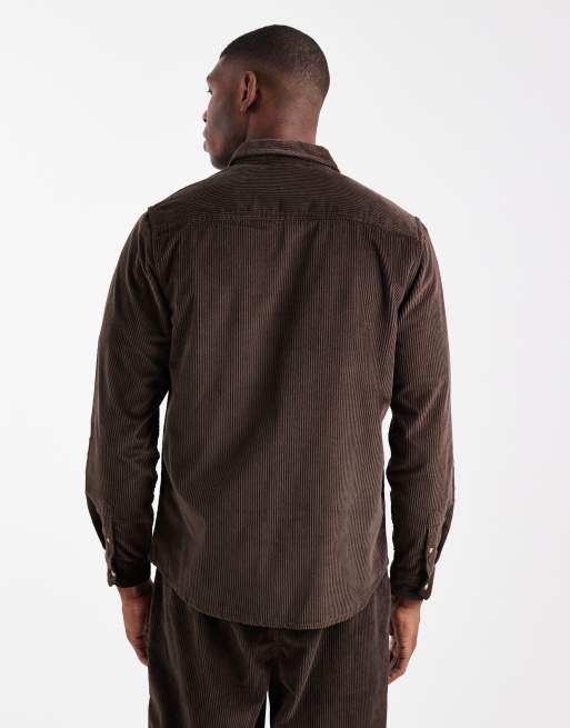 New Look - Corduroy overhemd in donkerbruin, deel van co-ord set, 3 van 5