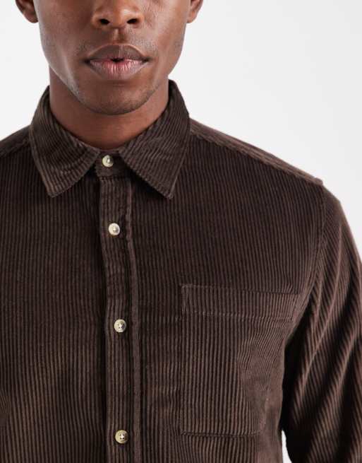 New Look - Corduroy overhemd in donkerbruin, deel van co-ord set, 5 van 5