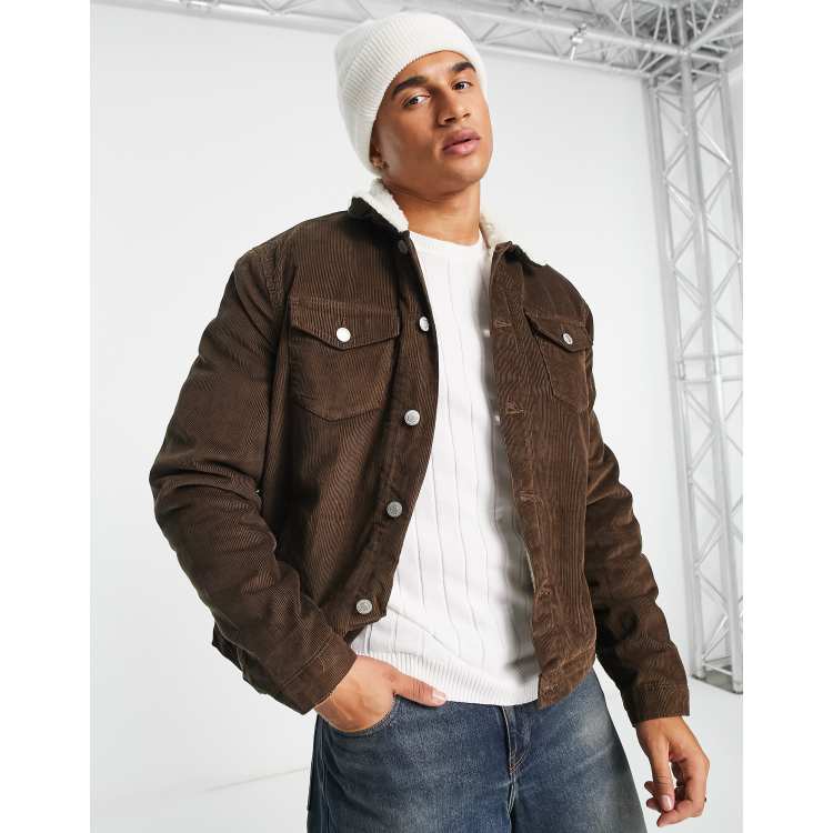 New Look corduroy trucker jacket in brown | ASOS