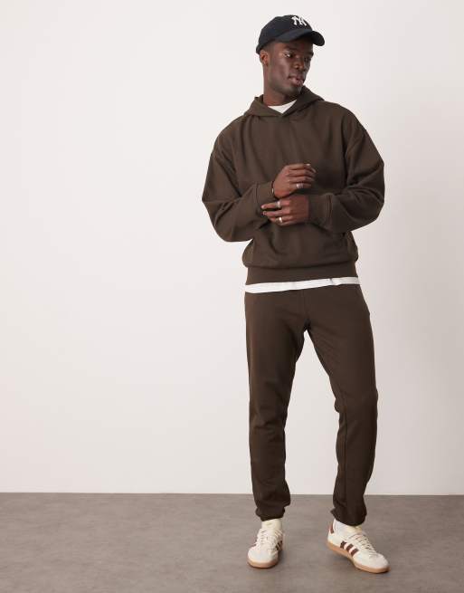 New Look - Core - Coordinato con joggers marrone scuro 